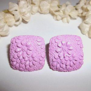 VINTAGE Earring, Earring, Purple Earring, Purple Earring, Flower Earring C461